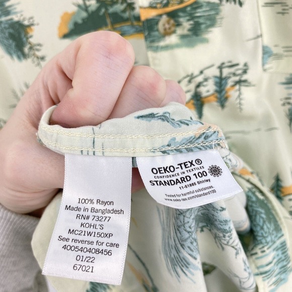 Vintage Croft & Barrow Button Down Camp Shirt Mens XXL Fishing Mountains Outdoor - Picture 6 of 8